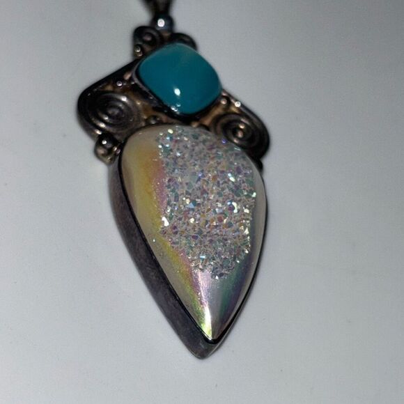 sajen moonstone & blue stone 925 silver pendant arrowhead turquoise - Picture 2 of 9